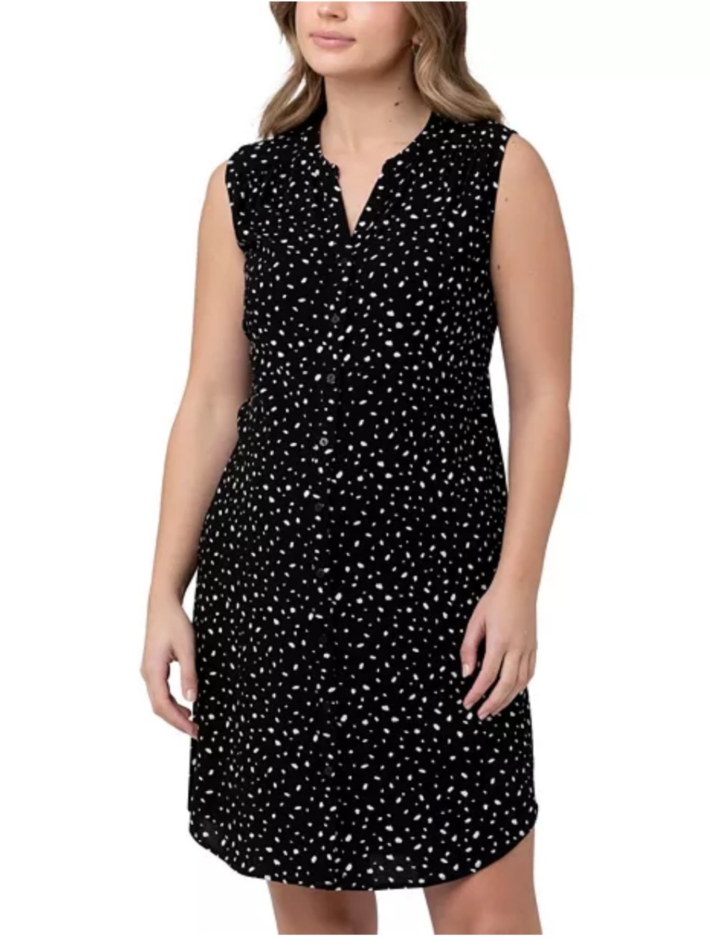 Women’s Maternity NWT Sz. S Ripe Felicity Shirt Dress - Black/White Print